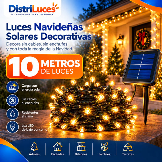 Luces Navideñas Solares Decorativas – 10 Metros