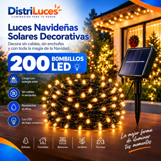 Luces Navideñas Solares Decorativas – 200 Bombillos