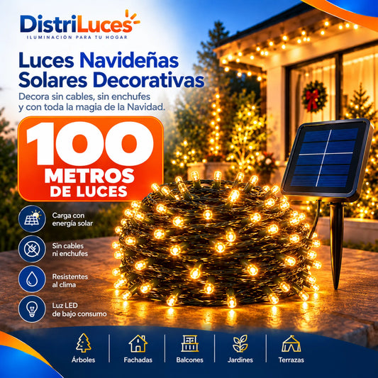 Luces Navideñas Solares Decorativas – 100 Metros
