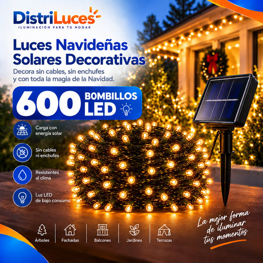 Luces Navideñas Solares Decorativas – 600 Bombillos