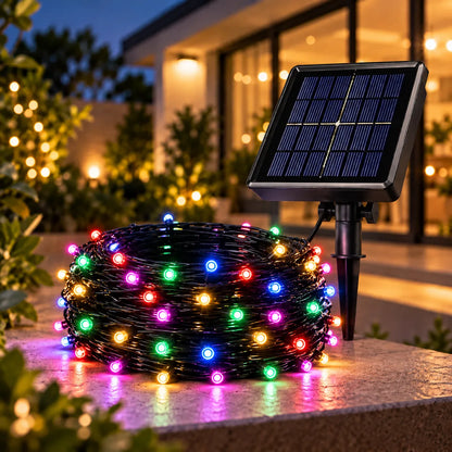 Luz Solar Navideña 10 Metros ( 100 bombillos ) de Alta Luminosidad